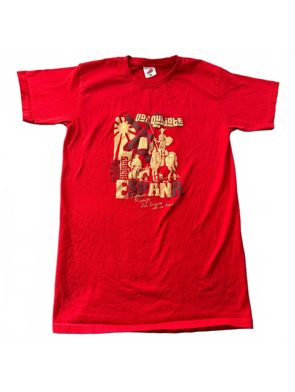 Vintage Don Quijote de la Mancha España Graphic T-Shirt - Red Size Medium
